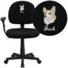 Embroidered Mid-Back Black Fabric Swivel Task Chair With Adjustable Arms - By Flash Furniture - Madison Seating -Executive Chairs Sales Embroidered Mid Back Black Fabric Swivel Task Chair with Adjustable Arms by Flash Furniture