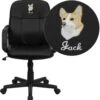 Embroidered Mid-Back Black Glove Vinyl Executive Swivel Chair With Arms - By Flash Furniture - Madison Seating
