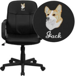 Embroidered Mid-Back Black Glove Vinyl Executive Swivel Chair With Arms - By Flash Furniture - Madison Seating