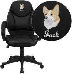 Embroidered Mid-Back Black Leather Contemporary Executive Swivel Chair With Arms - By Flash Furniture - Madison Seating