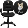Embroidered Mid-Back Black Leather Ergonomic Swivel Task Chair With Adjustable Arms - By Flash Furniture - Madison Seating