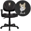 Embroidered Mid-Back Black Leather Ergonomic Swivel Task Chair With Arms - By Flash Furniture - Madison Seating -Executive Chairs Sales Embroidered Mid Back Black Leather Ergonomic Swivel Task Chair with Arms by Flash Furniture