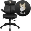 Embroidered Mid-Back Black Leather Executive Swivel Chair With Back Angle Adjustment And Flip-Up Arms - By Flash Furniture - Madison Seating