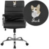 Embroidered Mid-Back Black Leather Executive Swivel Chair With Chrome Base And Arms - By Flash Furniture - Madison Seating -Executive Chairs Sales Embroidered Mid Back Black Leather Executive Swivel Chair with Chrome Base and Arms by Flash Furniture