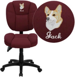 Embroidered Mid-Back Black Leather Multifunction Ergonomic Swivel Task Chair - By Flash Furniture - Madison Seating