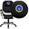 Embroidered Mid-Back Black And White Leather Executive Swivel Chair With Arms - By Flash Furniture - Madison Seating -Executive Chairs Sales Embroidered Mid Back Black and White Leather Executive Swivel Chair with Arms by Flash Furniture
