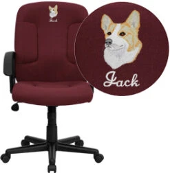 Embroidered Mid-Back Burgundy Fabric Executive Swivel Chair With Nylon Arms - By Flash Furniture - Madison Seating