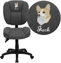 Embroidered Mid-Back Burgundy Fabric Multifunction Ergonomic Swivel Task Chair - By Flash Furniture - Madison Seating