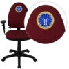 Embroidered Mid-Back Burgundy Fabric Multifunction Swivel Task Chair With Adjustable Lumbar Support And Adjustable Arms - By Flash Furniture - Madison Seating -Executive Chairs Sales Embroidered Mid Back Burgundy Fabric Multifunction Swivel Task Chair with Adjustable Lumbar Support and Adjustable Arms by Flash Furniture
