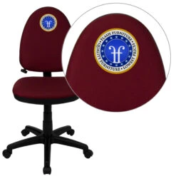 Embroidered Mid-Back Burgundy Fabric Multifunction Swivel Task Chair With Adjustable Lumbar Support - By Flash Furniture - Madison Seating