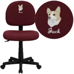 Embroidered Mid-Back Burgundy Fabric Swivel Task Chair - By Flash Furniture - Madison Seating