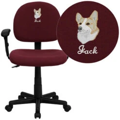 Embroidered Mid-Back Burgundy Fabric Swivel Task Chair With Adjustable Arms - By Flash Furniture - Madison Seating