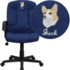 Embroidered Mid-Back Navy Fabric Executive Swivel Chair With Nylon Arms - By Flash Furniture - Madison Seating