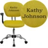 Embroidered Mid-Back Yellow Mesh Swivel Task Chair With Chrome Base And Arms - By Flash Furniture - Madison Seating -Executive Chairs Sales Embroidered Mid Back Yellow Mesh Swivel Task Chair with Chrome Base and Arms by Flash Furniture