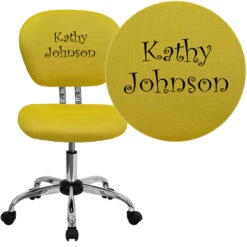 Embroidered Mid-Back Yellow Mesh Swivel Task Chair With Chrome Base - By Flash Furniture - Madison Seating