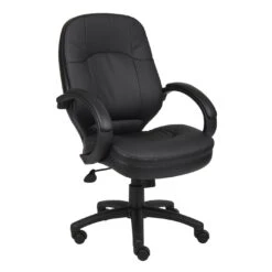 Executive Office Chair With Black LeatherPlus Upholstery By Boss Office Products - Madison Seating