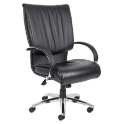 Executive Office Chair With Chrome Finish - With Spring Tilt By Boss Office Products - Madison Seating