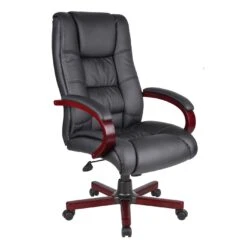 Executive Office Chair With Mahogany Finish By Boss Office Products - Madison Seating