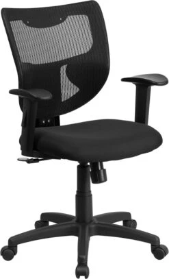 Galaxy Mid-Back Designer Black Mesh Back Swivel Task Chair With Adjustable Arms - By Flash Furniture - Madison Seating