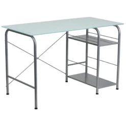 Glass Computer Desk With Open Storage - By Flash Furniture - Madison Seating