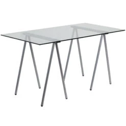 Glass Computer Desk With Silver Frame - By Flash Furniture - Madison Seating
