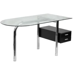 Glass Computer Desk With Two Drawer Pedestal - By Flash Furniture - Madison Seating