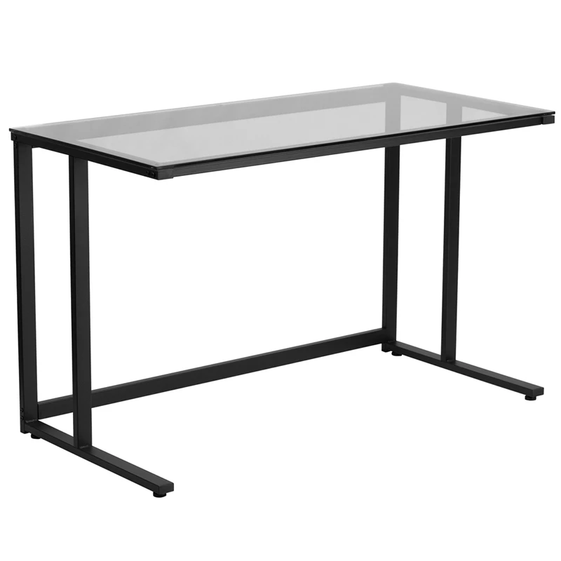 Glass Desk With Black Pedestal Frame - By Flash Furniture - Madison Seating 4 Glass Desk With Black Pedestal Frame - By Flash Furniture - Madison Seating - Image 2