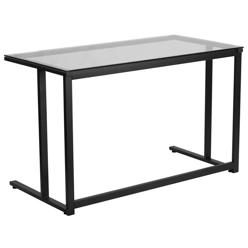 Glass Desk With Black Pedestal Frame - By Flash Furniture - Madison Seating 3 Glass Desk With Black Pedestal Frame - By Flash Furniture - Madison Seating