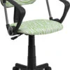 Green And White Zebra Print Swivel Task Chair With Arms - By Flash Furniture - Madison Seating -Executive Chairs Sales Green and White Zebra Print Swivel Task Chair with Arms by Flash Furniture