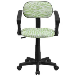 Green And White Zebra Print Swivel Task Chair With Arms - By Flash Furniture - Madison Seating -Executive Chairs Sales Green and White Zebra Print Swivel Task Chair with Arms by Flash Furniture 3