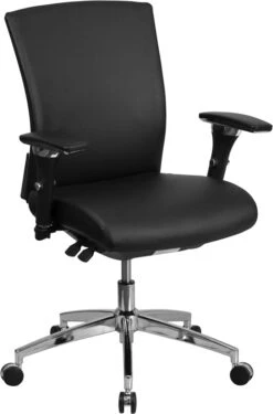 HERCULES Series 24/7 Intensive Use 300 Lb. Rated Black Leather Multifunction Executive Swivel Chair With Seat Slider - By Flash Furniture - Madison Seating