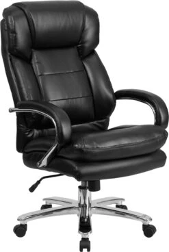 HERCULES Series 24/7 Intensive Use Big & Tall 500 Lb. Rated Black Leather Executive Swivel Chair With Loop Arms - By Flash Furniture - Madison Seating