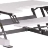 HERCULES Series 28.25''W White Sit / Stand Height Adjustable Desk With Height Lock Feature And Keyboard Tray - By Flash Furniture - Madison Seating -Executive Chairs Sales HERCULES Series 28.25W White Sit Stand Height Adjustable Desk with Height Lock Feature and Keyboard Tray by Flash Furniture