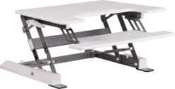HERCULES Series 28.25''W White Sit / Stand Height Adjustable Desk With Height Lock Feature And Keyboard Tray - By Flash Furniture - Madison Seating