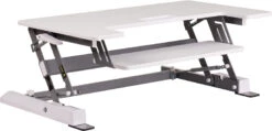 HERCULES Series 36.25''W White Sit / Stand Height Adjustable Desk With Height Lock Feature And Keyboard Tray - By Flash Furniture - Madison Seating