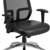 HERCULES Series Big & Tall 400 Lb. Rated Black Mesh Mid-Back Executive Swivel Chair With Leather Seat And Arms - By Flash Furniture - Madison Seating