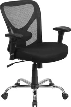 HERCULES Series Big & Tall 400 Lb. Rated Black Mesh Swivel Task Chair With Height Adjustable Back And Arms - By Flash Furniture - Madison Seating