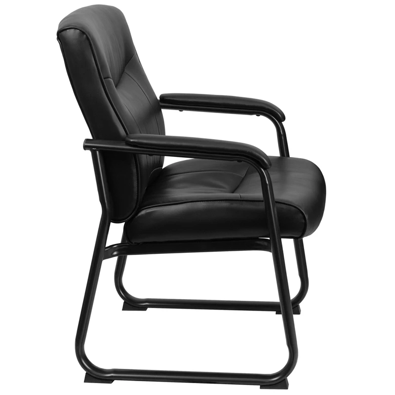 HERCULES Series Big & Tall 500 Lb. Rated Black Leather Executive Side Reception Chair With Sled Base - By Flash Furniture - Madison Seating 4 HERCULES Series Big & Tall 500 Lb. Rated Black Leather Executive Side Reception Chair With Sled Base - By Flash Furniture - Madison Seating - Image 2