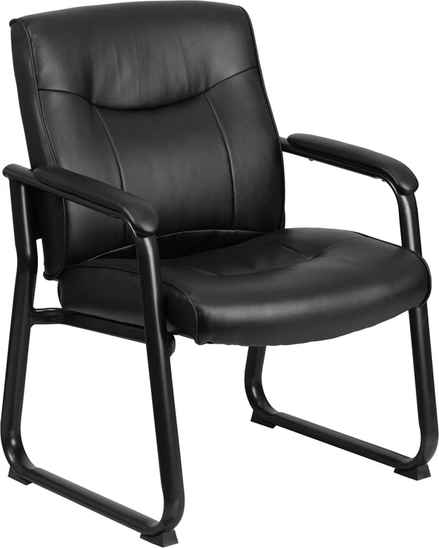 HERCULES Series Big & Tall 500 Lb. Rated Black Leather Executive Side Reception Chair With Sled Base - By Flash Furniture - Madison Seating 3 HERCULES Series Big & Tall 500 Lb. Rated Black Leather Executive Side Reception Chair With Sled Base - By Flash Furniture - Madison Seating