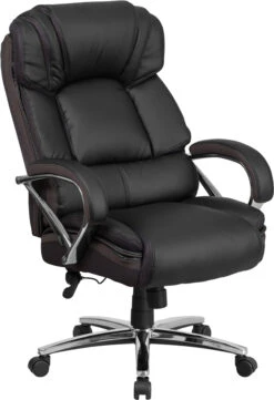 HERCULES Series Big & Tall 500 Lb. Rated Black Leather Executive Swivel Chair With Chrome Base And Arms - By Flash Furniture - Madison Seating