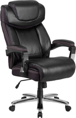 HERCULES Series Big & Tall 500 Lb. Rated Black Leather Executive Swivel Chair With Height Adjustable Headrest - By Flash Furniture - Madison Seating