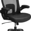 HERCULES Series Big & Tall 500 Lb. Rated Black Mesh Executive Swivel Chair With Leather Seat And Adjustable Lumbar - By Flash Furniture - Madison Seating