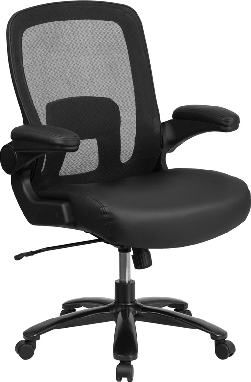 HERCULES Series Big & Tall 500 Lb. Rated Black Mesh Executive Swivel Chair With Leather Seat And Adjustable Lumbar - By Flash Furniture - Madison Seating 3 HERCULES Series Big & Tall 500 Lb. Rated Black Mesh Executive Swivel Chair With Leather Seat And Adjustable Lumbar - By Flash Furniture - Madison Seating