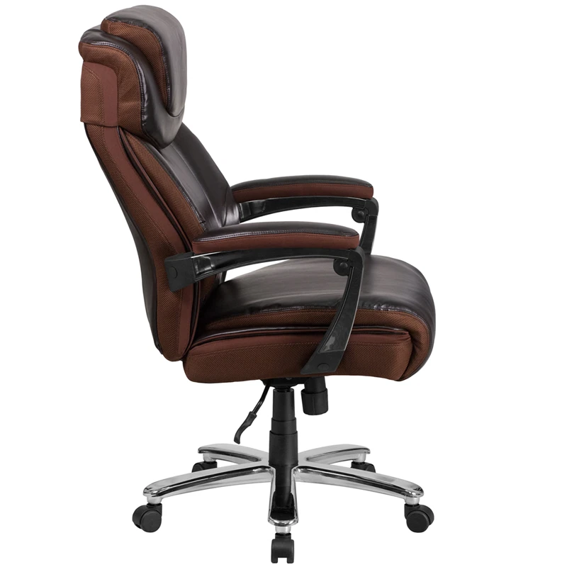 HERCULES Series Big & Tall 500 Lb. Rated Brown Leather Executive Swivel Chair With Height Adjustable Headrest - By Flash Furniture - Madison Seating 4 HERCULES Series Big & Tall 500 Lb. Rated Brown Leather Executive Swivel Chair With Height Adjustable Headrest - By Flash Furniture - Madison Seating - Image 2