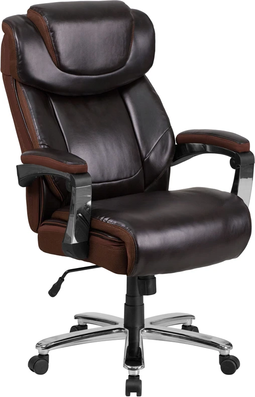 HERCULES Series Big & Tall 500 Lb. Rated Brown Leather Executive Swivel Chair With Height Adjustable Headrest - By Flash Furniture - Madison Seating 3 HERCULES Series Big & Tall 500 Lb. Rated Brown Leather Executive Swivel Chair With Height Adjustable Headrest - By Flash Furniture - Madison Seating