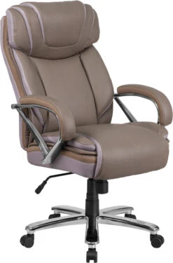 HERCULES Series Big & Tall 500 Lb. Rated Taupe Leather Executive Swivel Chair With Extra Wide Seat - By Flash Furniture - Madison Seating