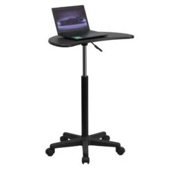 Height Adjustable Mobile Laptop Computer Desk With Black Top - By Flash Furniture - Madison Seating