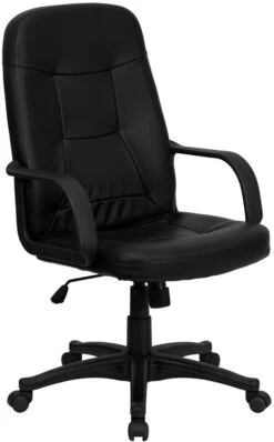 High Back Black Glove Vinyl Executive Swivel Chair With Arms - By Flash Furniture - Madison Seating