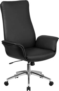 High Back Black Leather Executive Swivel Chair With Flared Arms - By Flash Furniture - Madison Seating