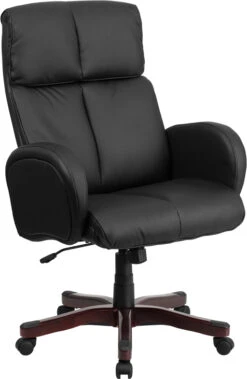 High Back Black Leather Executive Swivel Chair With Fully Upholstered Arms - By Flash Furniture - Madison Seating